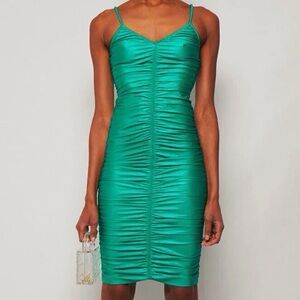 Alexander Wang Ruched Teal Midi Dress